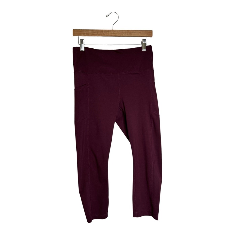 Yogalicious Lux High Waist Side Pocket Crop Leggings Burgundy Size L